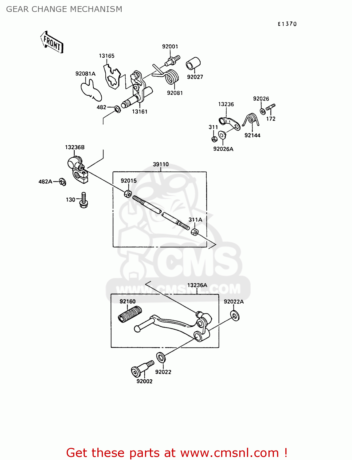 GEAR CHANGE MECHANISM EX400A2 GPZ400S 1988 SWEDEN