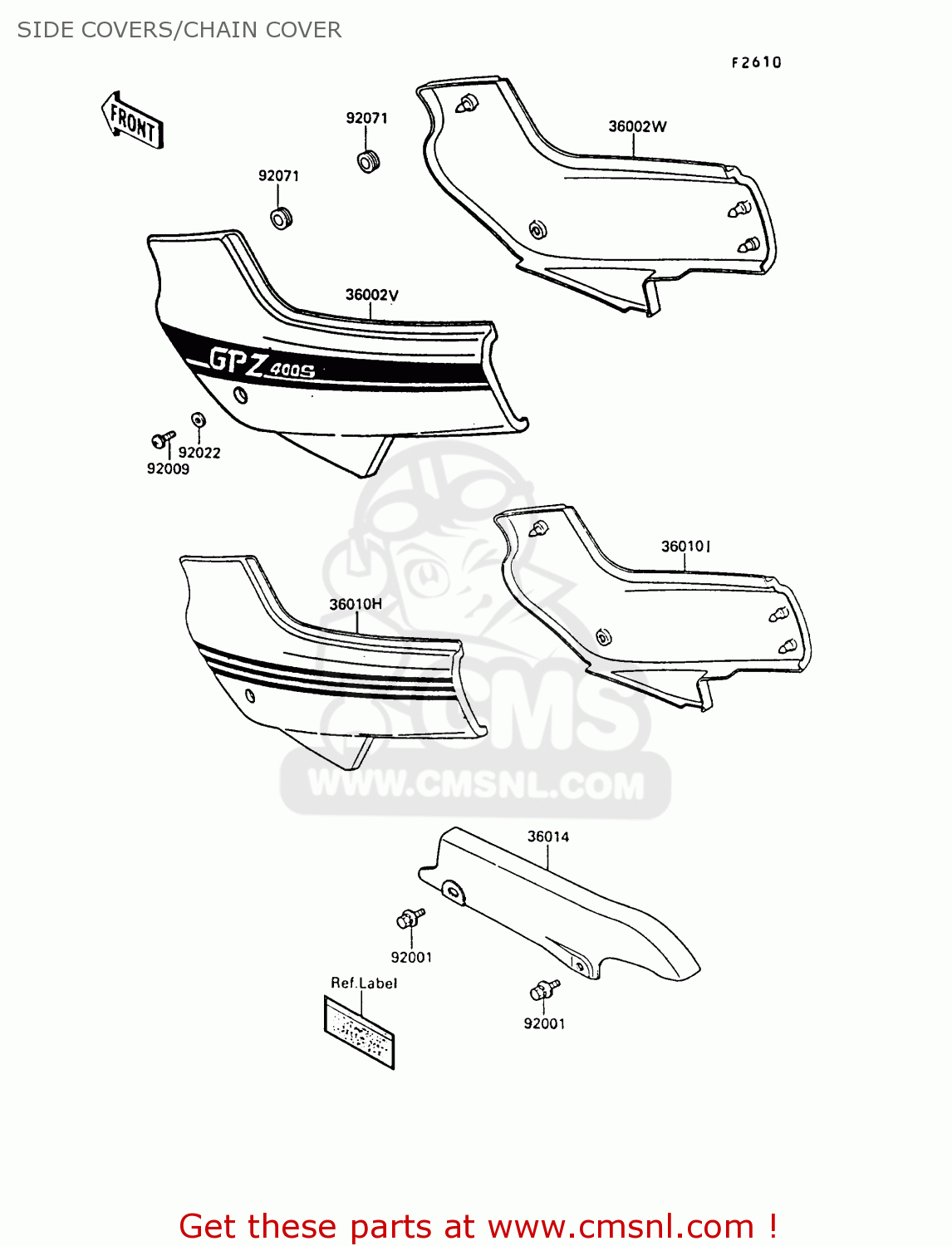 SIDE COVERS/CHAIN COVER EX400A2 GPZ400S 1988 SWEDEN