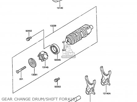 GEAR CHANGE DRUM/SHIFT FORK(S) - EX400A2 GPZ400S 1988 SWEDEN