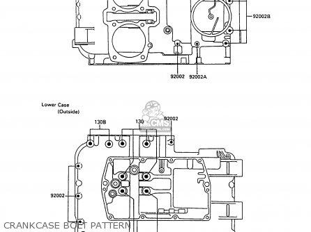 CRANKCASE BOLT PATTERN - EX400A2 GPZ400S 1988 SWEDEN