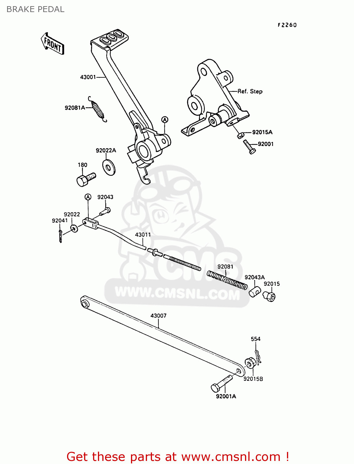 BRAKE PEDAL EX400A3 GPZ400S 1989 SWEDEN
