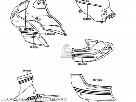 DECALS(RED/WHITE)(EX400-A3) - EX400A3 GPZ400S 1989 SWEDEN