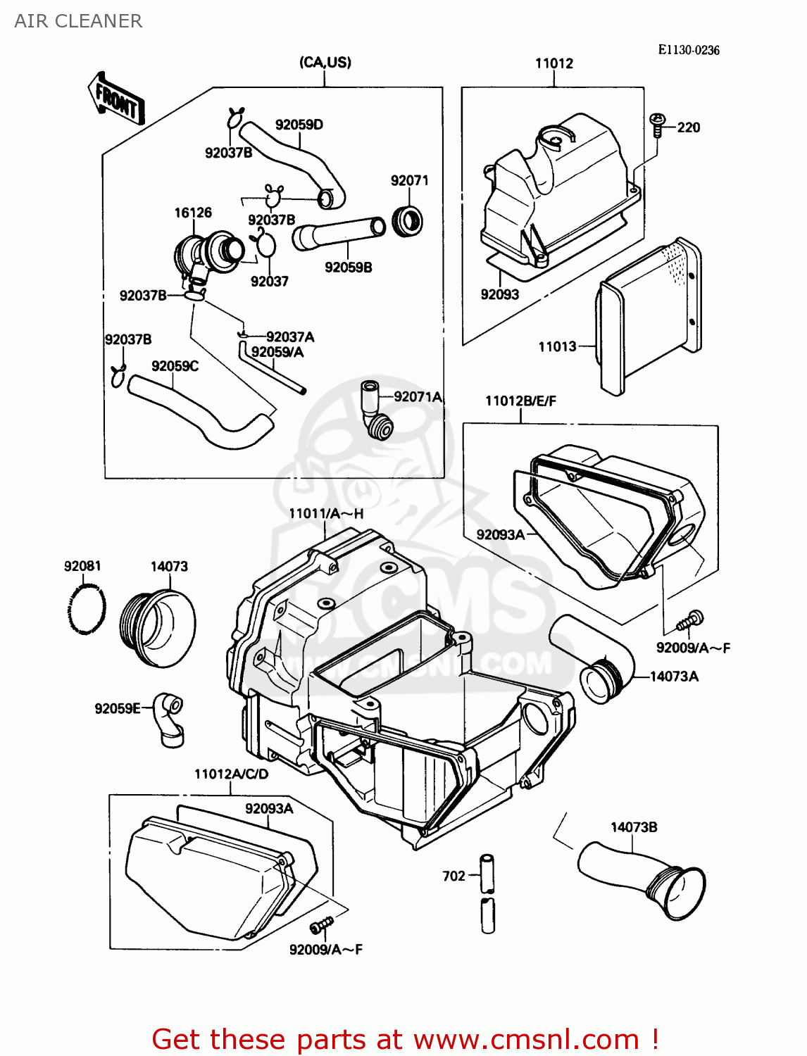 AIR CLEANER EX500A1 1987 USA CALIFORNIA CANADA
