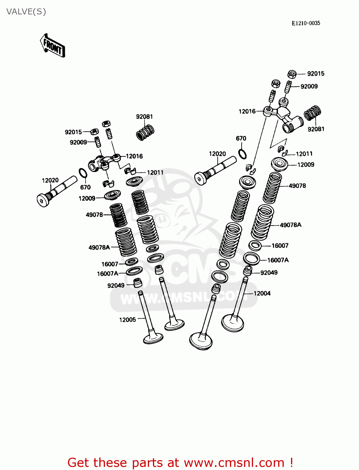 VALVE(S) EX500A1 1987 USA CALIFORNIA CANADA