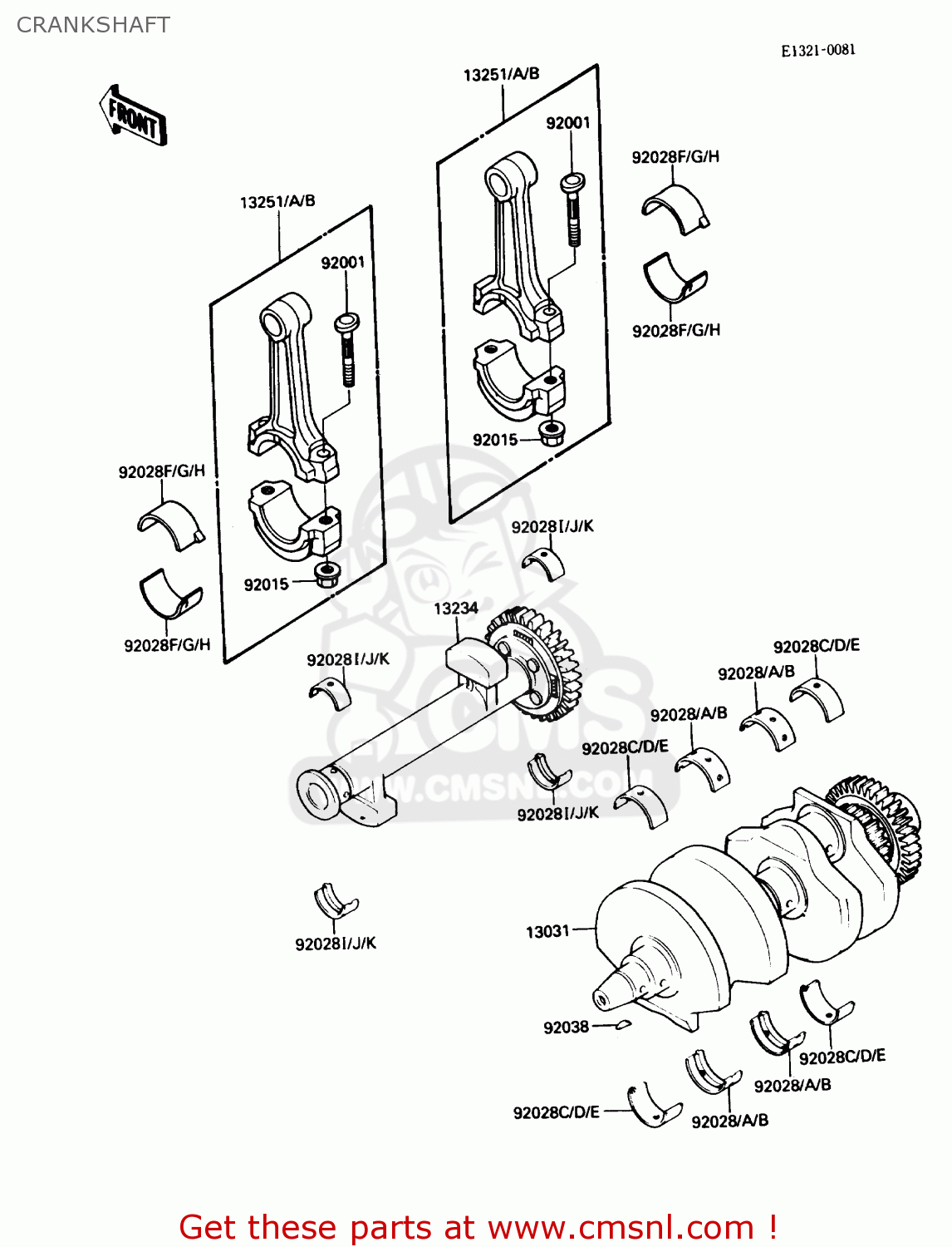 CRANKSHAFT EX500A1 1987 USA CALIFORNIA CANADA