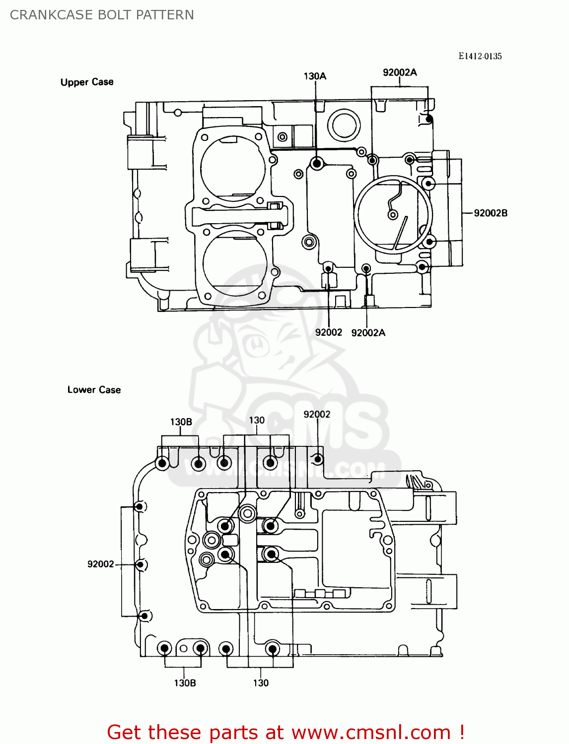 CRANKCASE BOLT PATTERN EX500A1 1987 USA CALIFORNIA CANADA