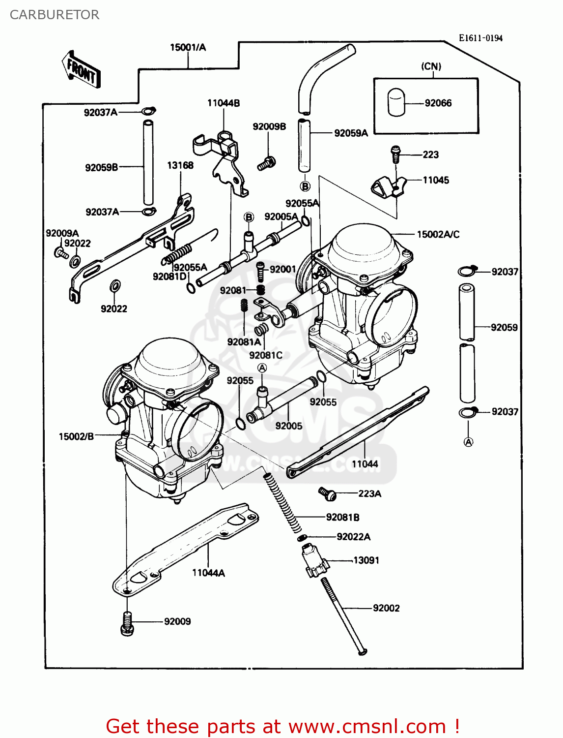 CARBURETOR EX500A1 1987 USA CALIFORNIA CANADA