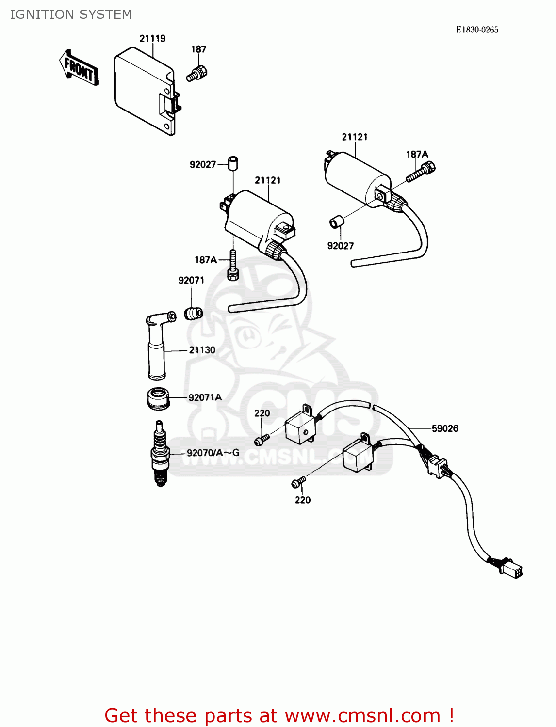 IGNITION SYSTEM EX500A1 1987 USA CALIFORNIA CANADA