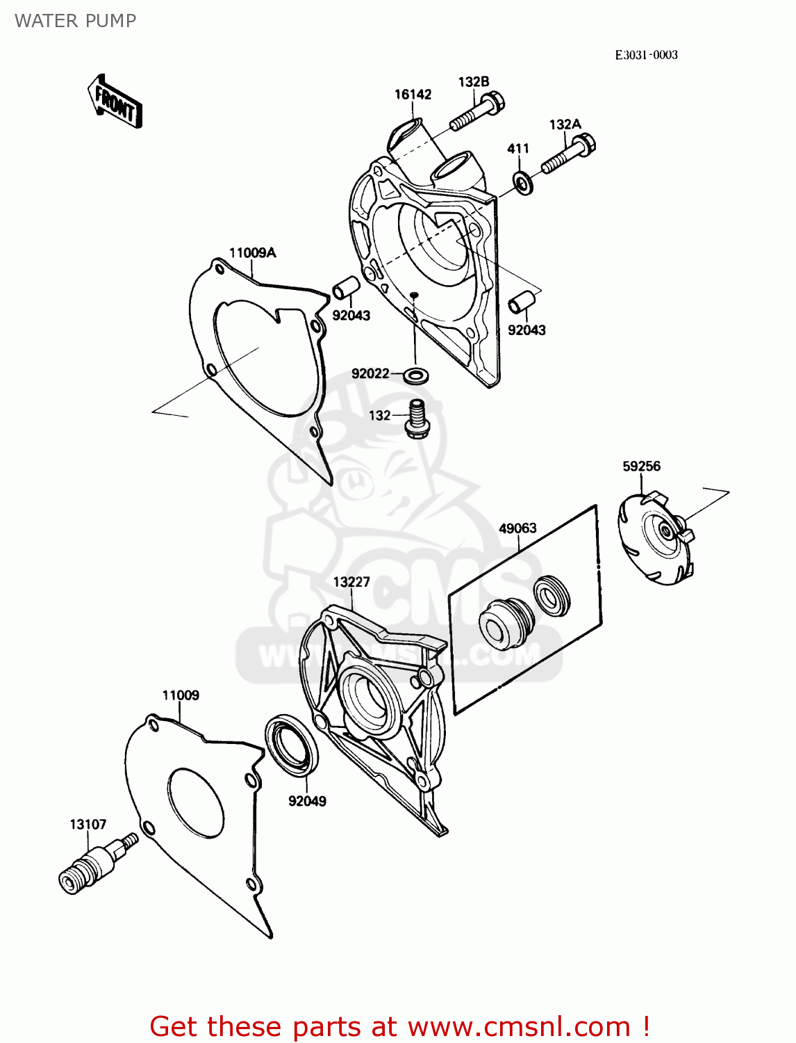 WATER PUMP EX500A1 1987 USA CALIFORNIA CANADA