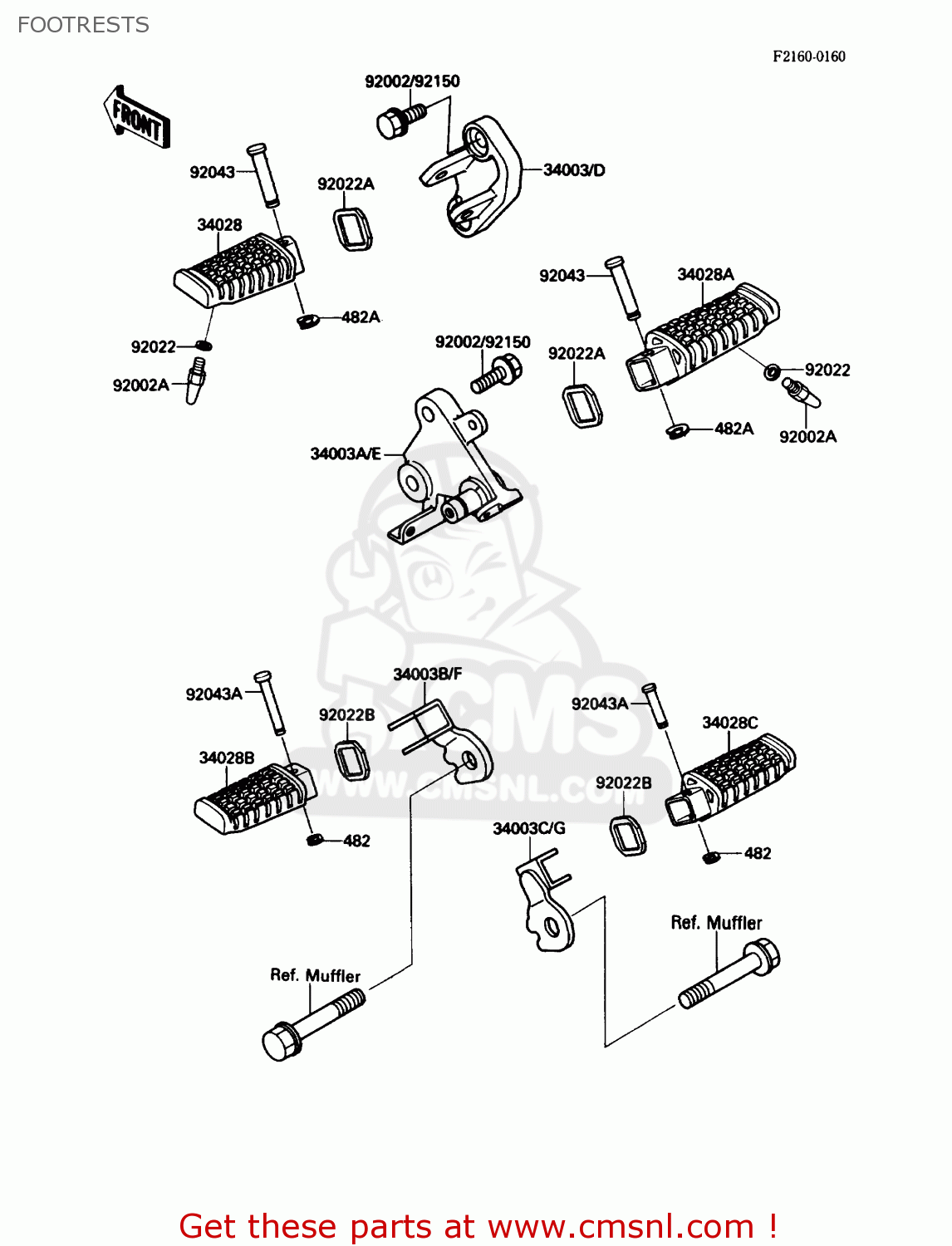 FOOTRESTS EX500A1 1987 USA CALIFORNIA CANADA