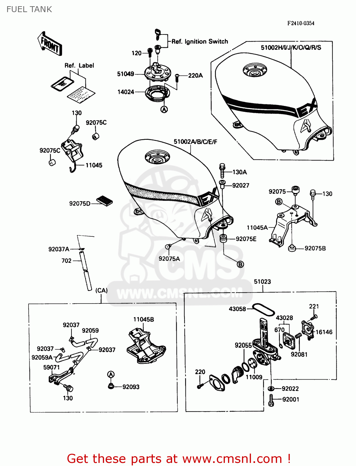 FUEL TANK EX500A1 1987 USA CALIFORNIA CANADA