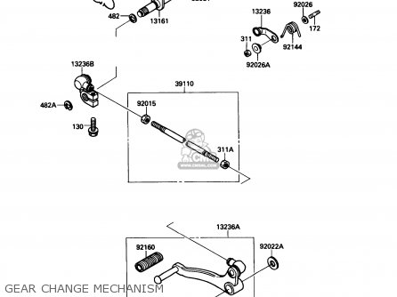 GEAR CHANGE MECHANISM - EX500A1 1987 USA CALIFORNIA CANADA