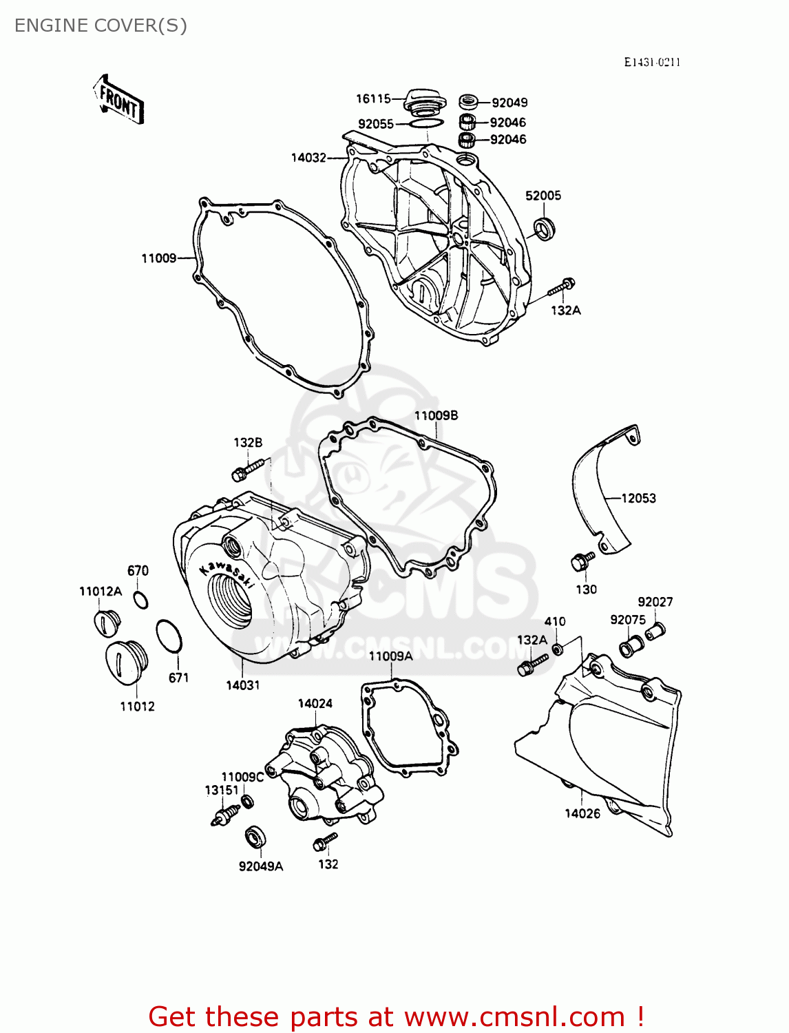 ENGINE COVER(S) EX500A1 GPZ500S 1987 EUROPE UK FR AR FG GR IT NR SD SP ST