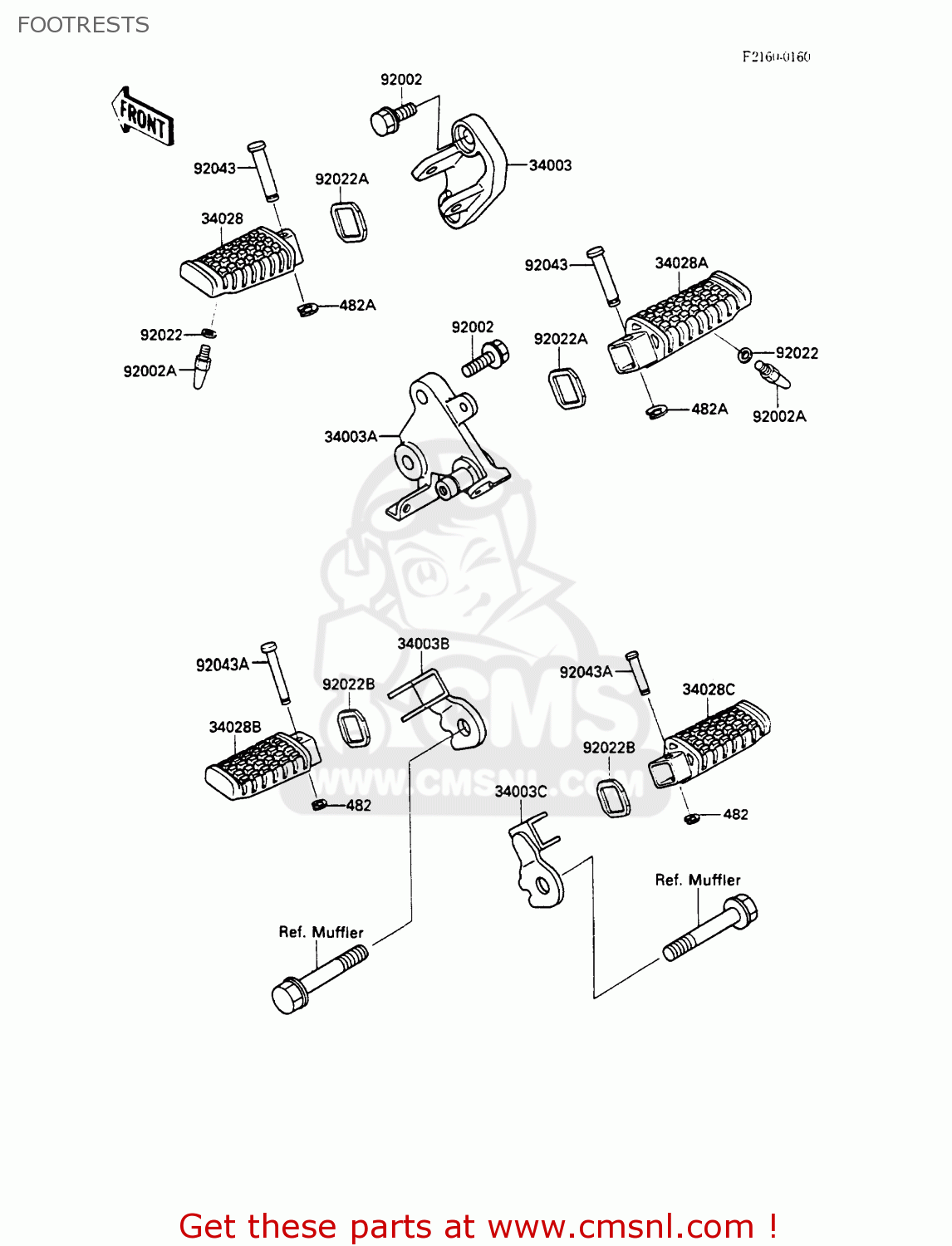 FOOTRESTS EX500A1 GPZ500S 1987 EUROPE UK FR AR FG GR IT NR SD SP ST