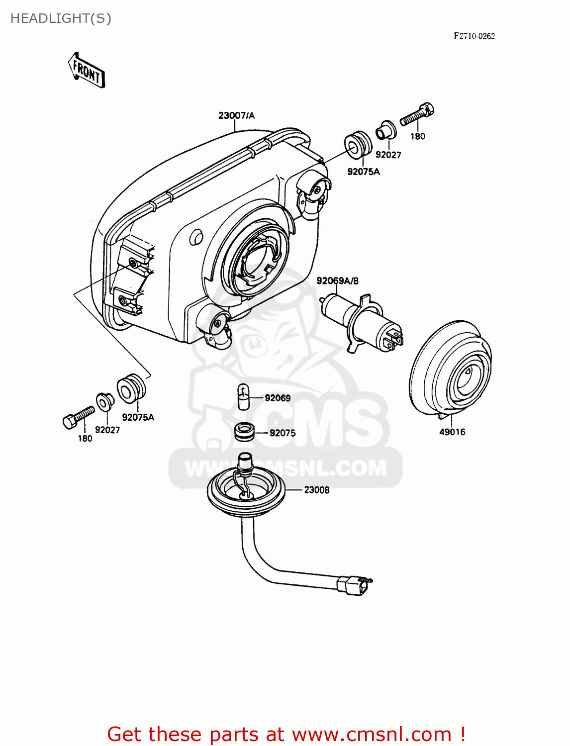 HEADLIGHT(S) EX500A1 GPZ500S 1987 EUROPE UK FR AR FG GR IT NR SD SP ST