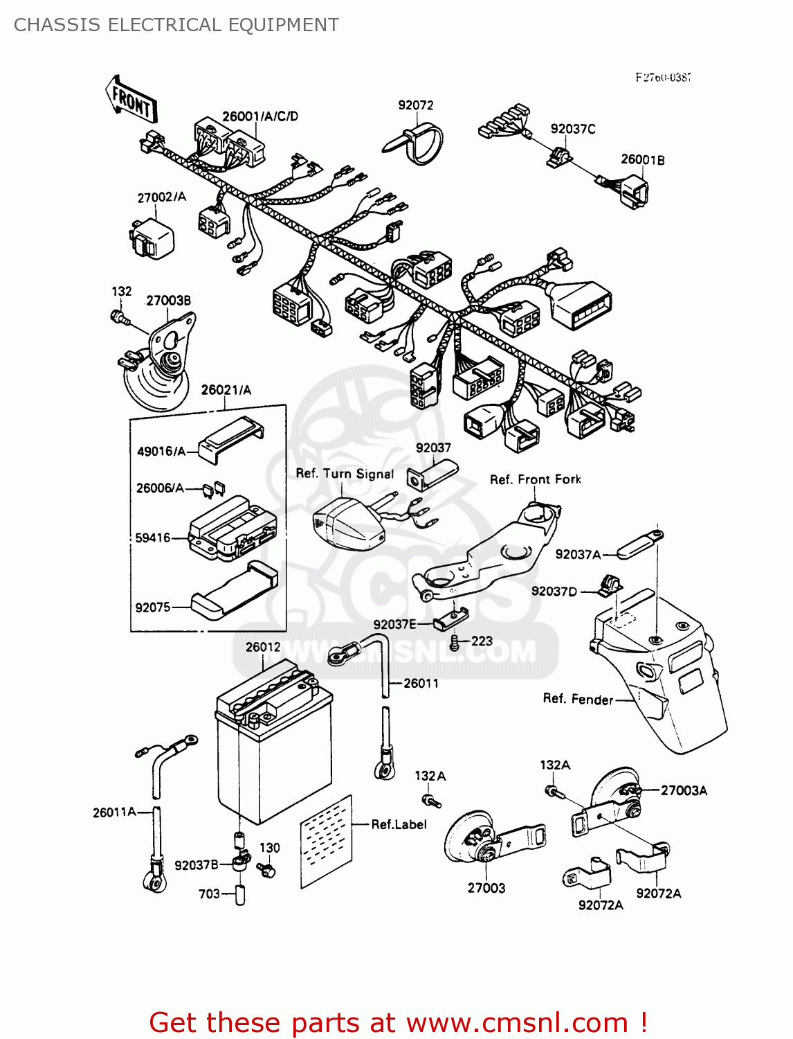 CHASSIS ELECTRICAL EQUIPMENT EX500A1 GPZ500S 1987 EUROPE UK FR AR FG GR IT NR SD SP ST