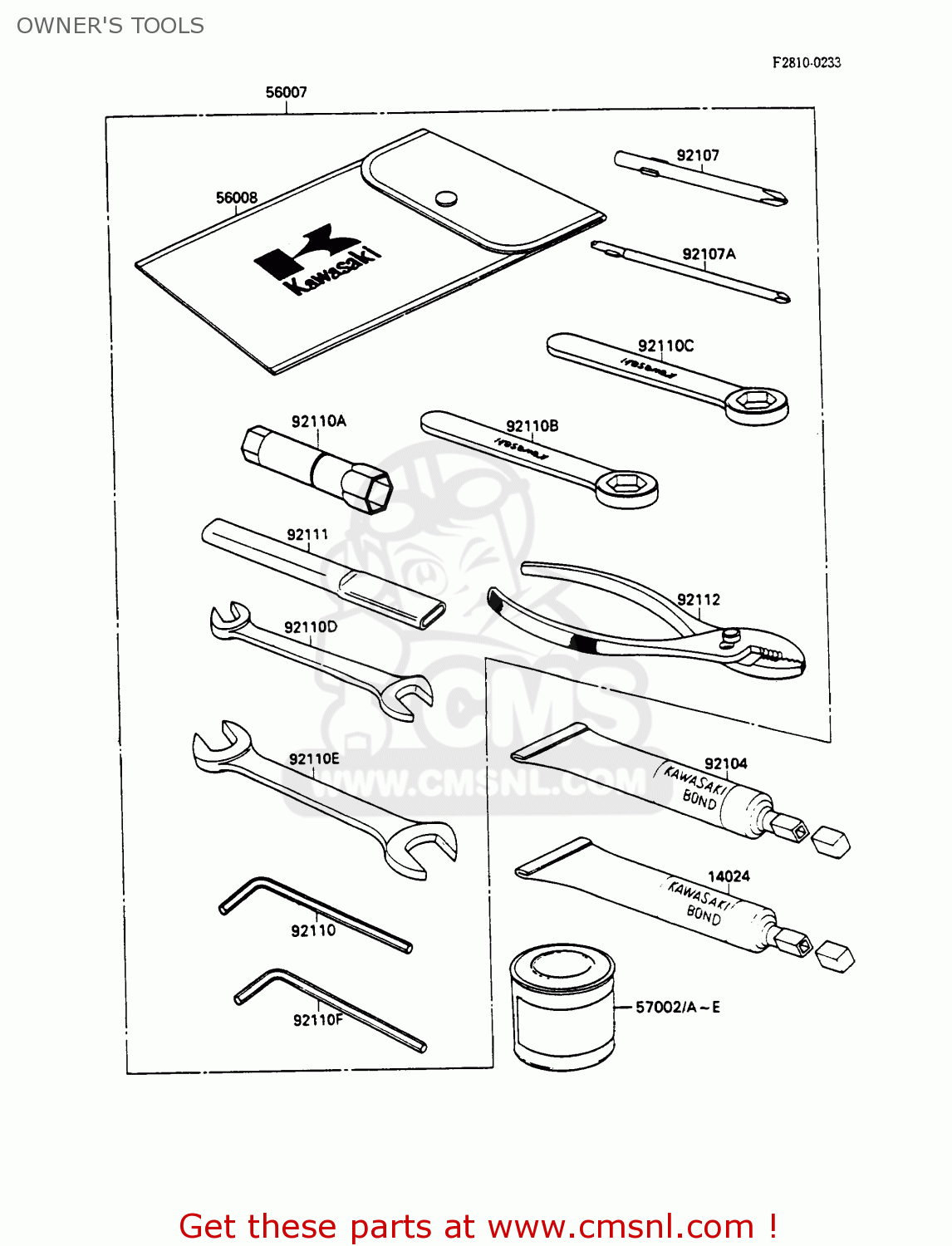 OWNER'S TOOLS EX500A1 GPZ500S 1987 EUROPE UK FR AR FG GR IT NR SD SP ST