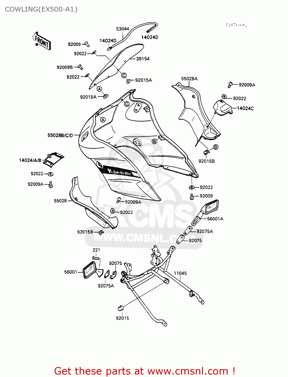 COWLING(EX500-A1) EX500A1 GPZ500S 1987 EUROPE UK FR AR FG GR IT NR SD SP ST