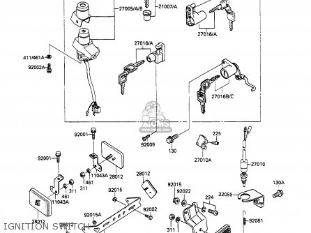 IGNITION SWITCH - EX500A1 GPZ500S 1987 EUROPE UK FR AR FG GR IT NR SD SP ST