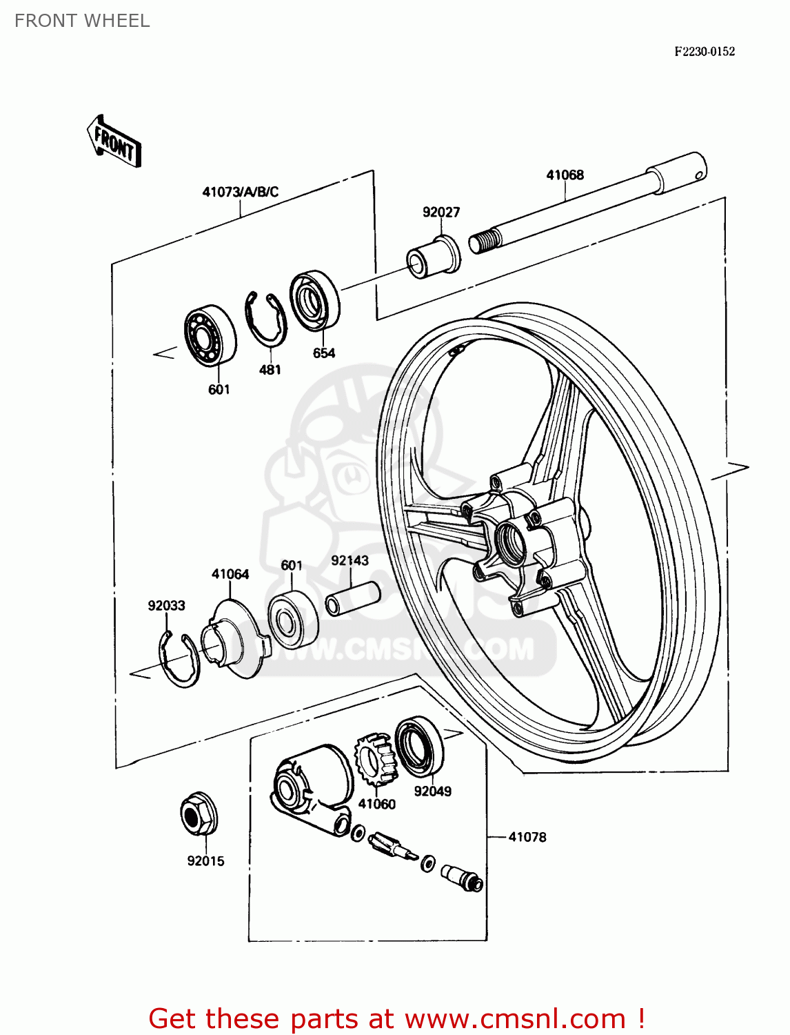 FRONT WHEEL EX500A2 1988 USA CALIFORNIA CANADA