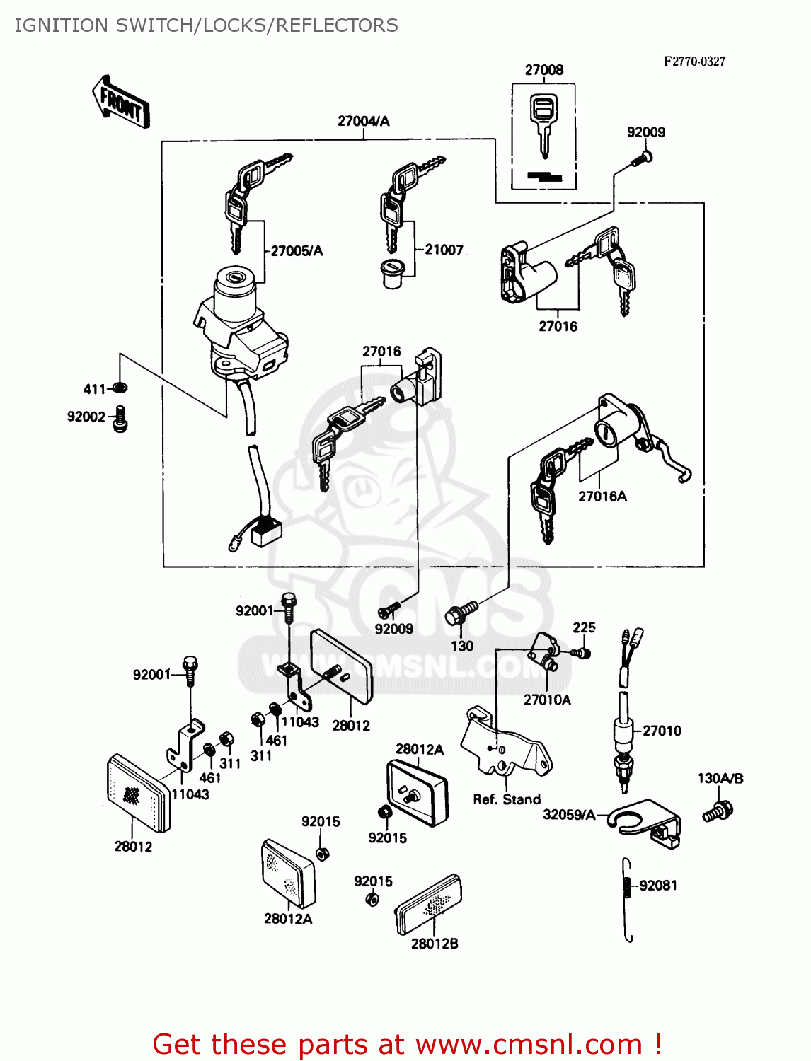 IGNITION SWITCH/LOCKS/REFLECTORS EX500A2 1988 USA CALIFORNIA CANADA