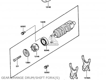 GEAR CHANGE DRUM/SHIFT FORK(S) - EX500A2 1988 USA CALIFORNIA CANADA