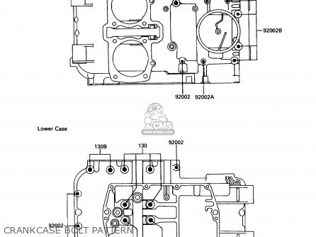 CRANKCASE BOLT PATTERN - EX500A2 1988 USA CALIFORNIA CANADA