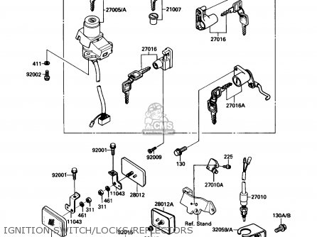 IGNITION SWITCH/LOCKS/REFLECTORS - EX500A2 1988 USA CALIFORNIA CANADA