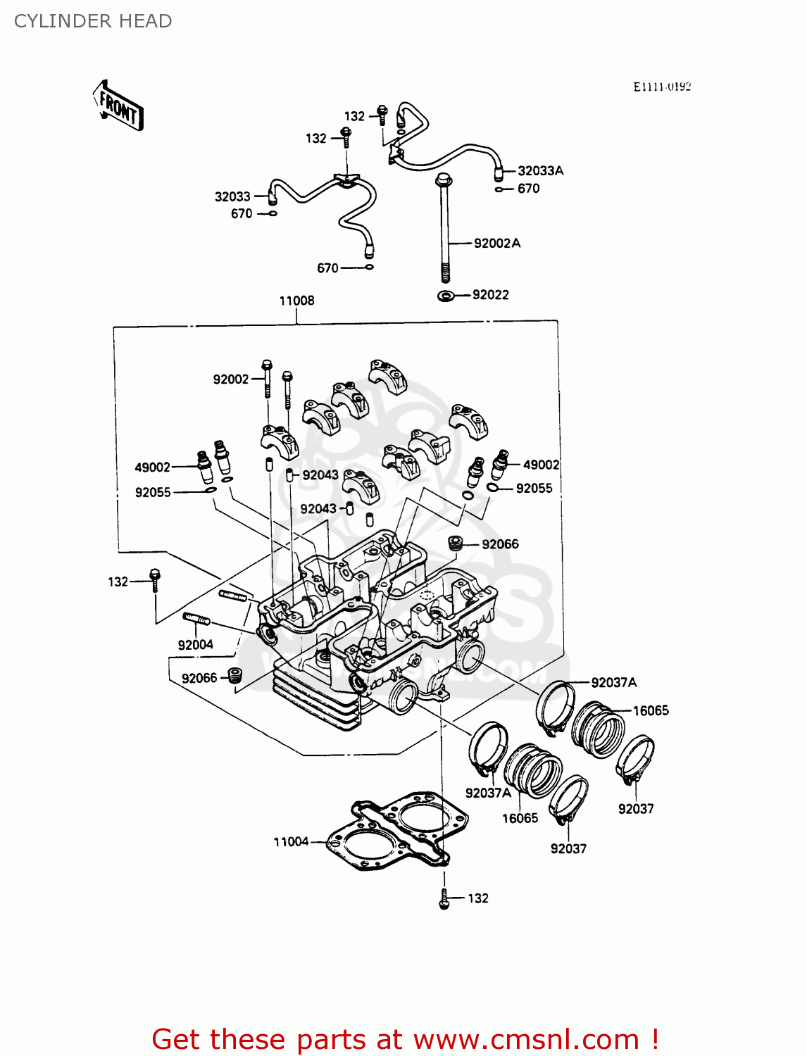 CYLINDER HEAD EX500A2 GPZ500S 1988 EUROPE UK AR SD