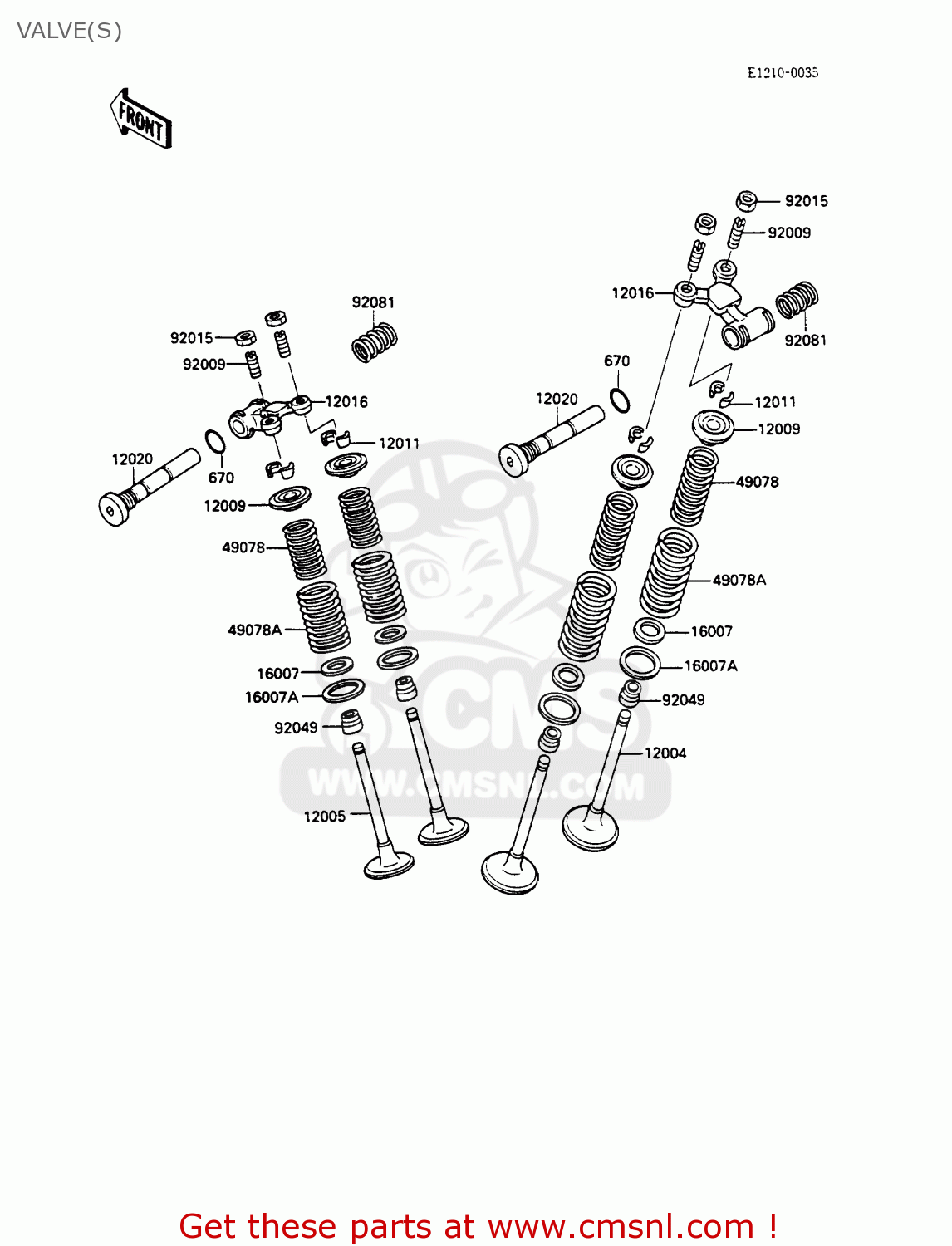 VALVE(S) EX500A2 GPZ500S 1988 EUROPE UK AR SD