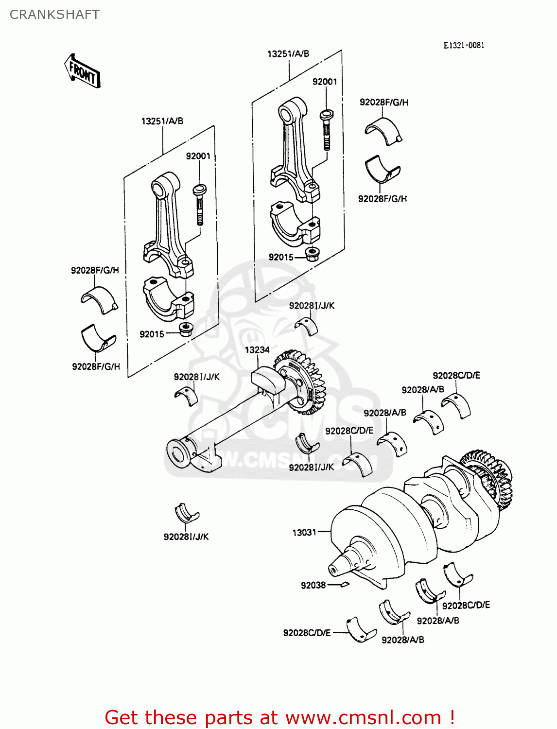 CRANKSHAFT EX500A2 GPZ500S 1988 EUROPE UK AR SD