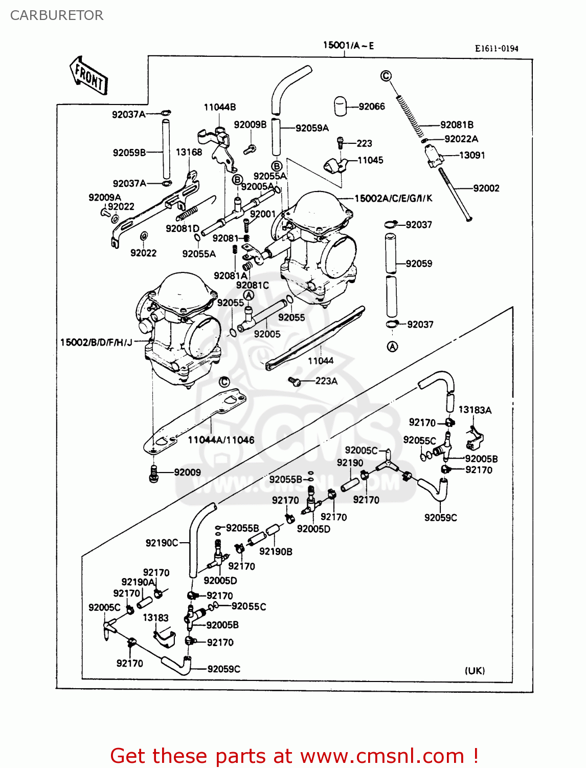 CARBURETOR EX500A2 GPZ500S 1988 EUROPE UK AR SD