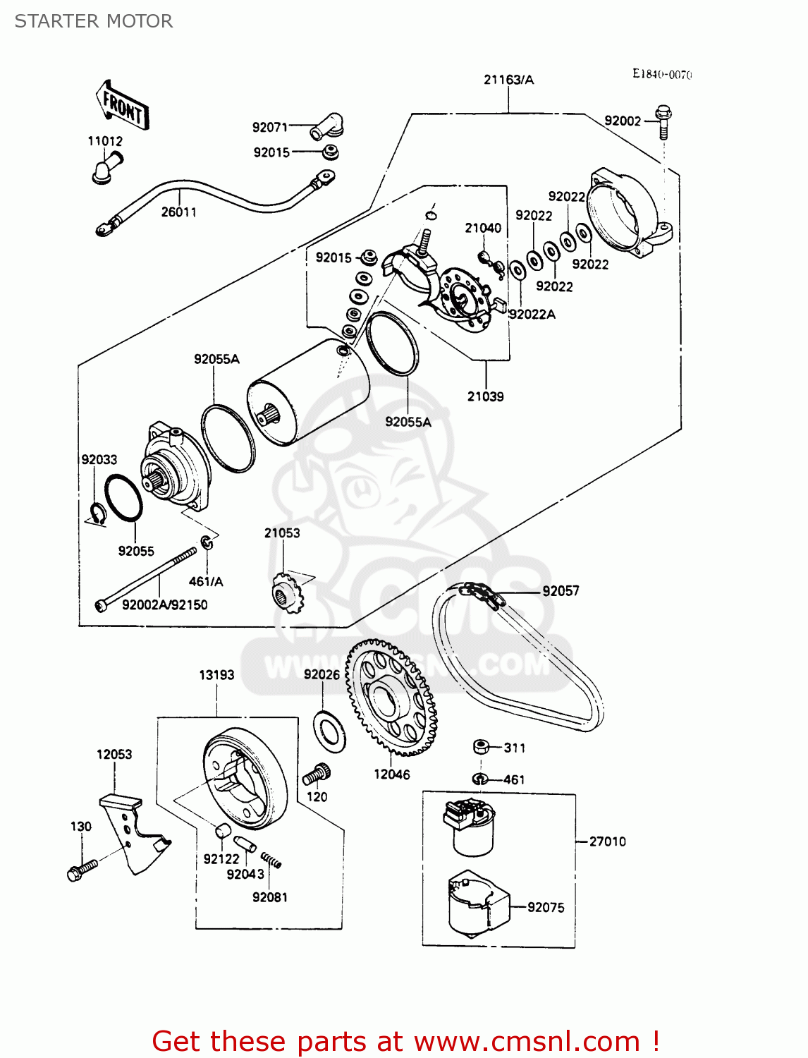 STARTER MOTOR EX500A2 GPZ500S 1988 EUROPE UK AR SD