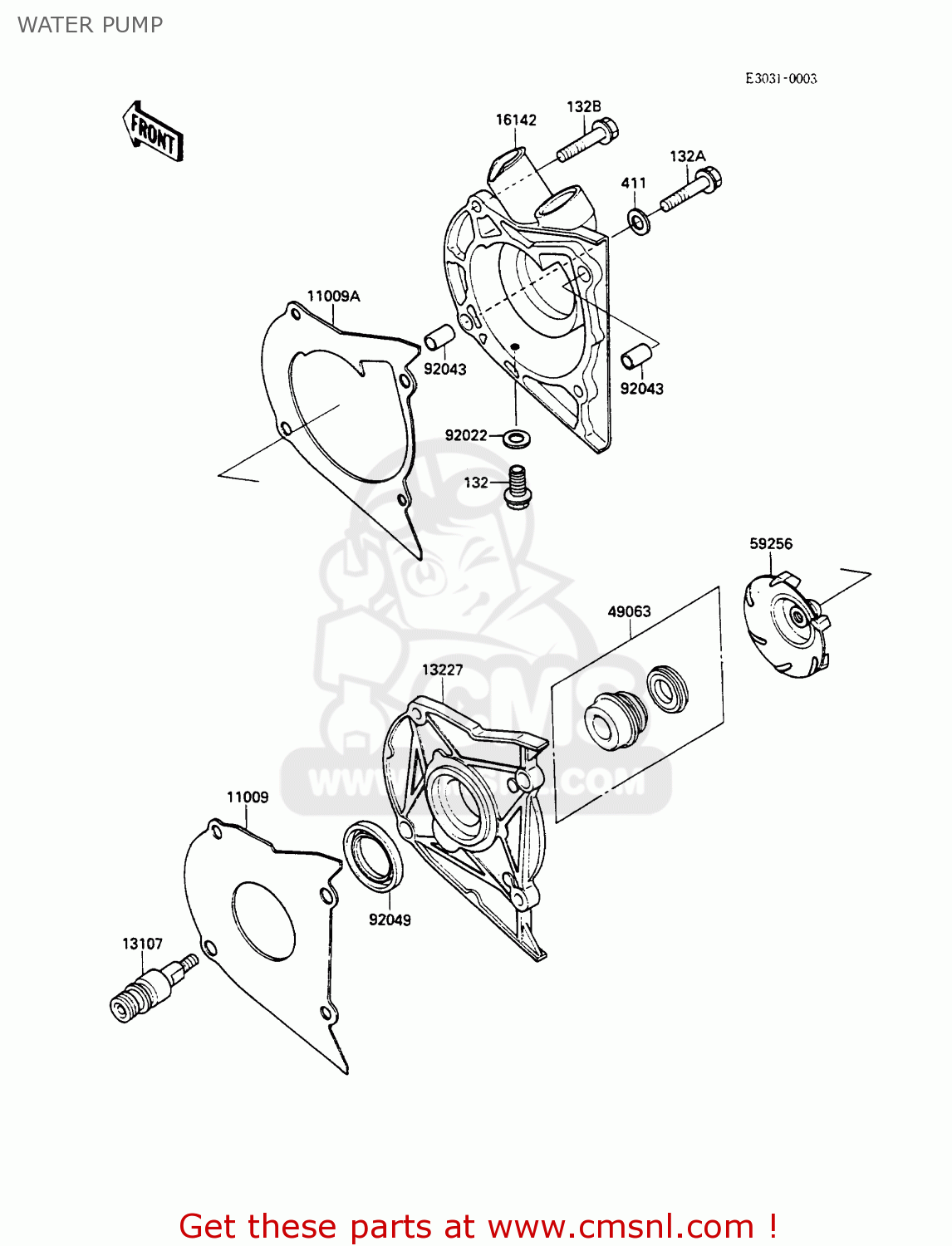 WATER PUMP EX500A2 GPZ500S 1988 EUROPE UK AR SD