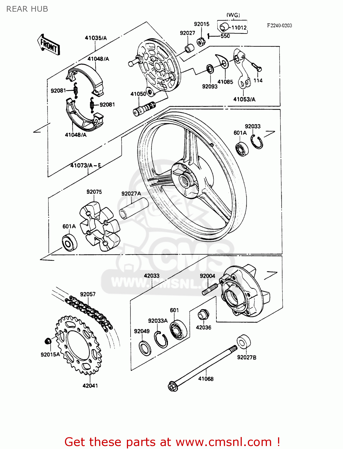 REAR HUB EX500A2 GPZ500S 1988 EUROPE UK AR SD