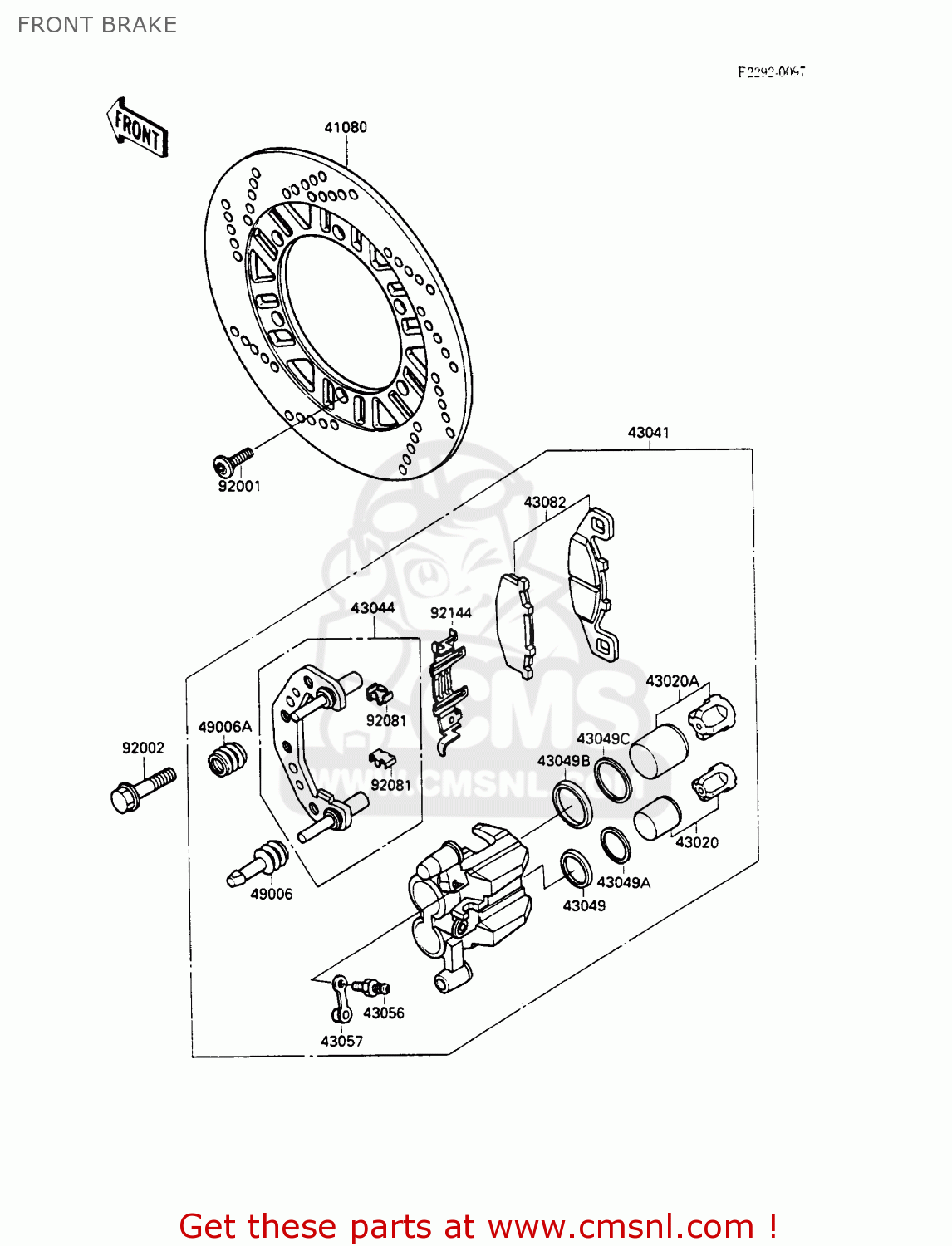FRONT BRAKE EX500A2 GPZ500S 1988 EUROPE UK AR SD
