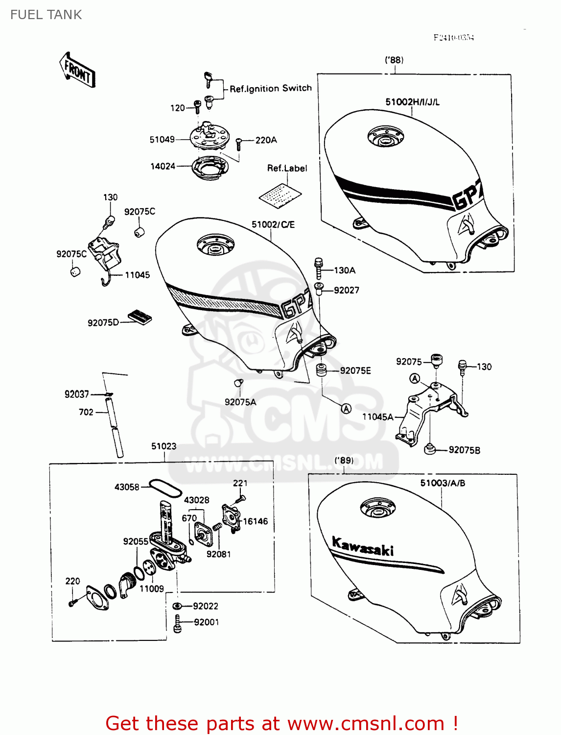 FUEL TANK EX500A2 GPZ500S 1988 EUROPE UK AR SD