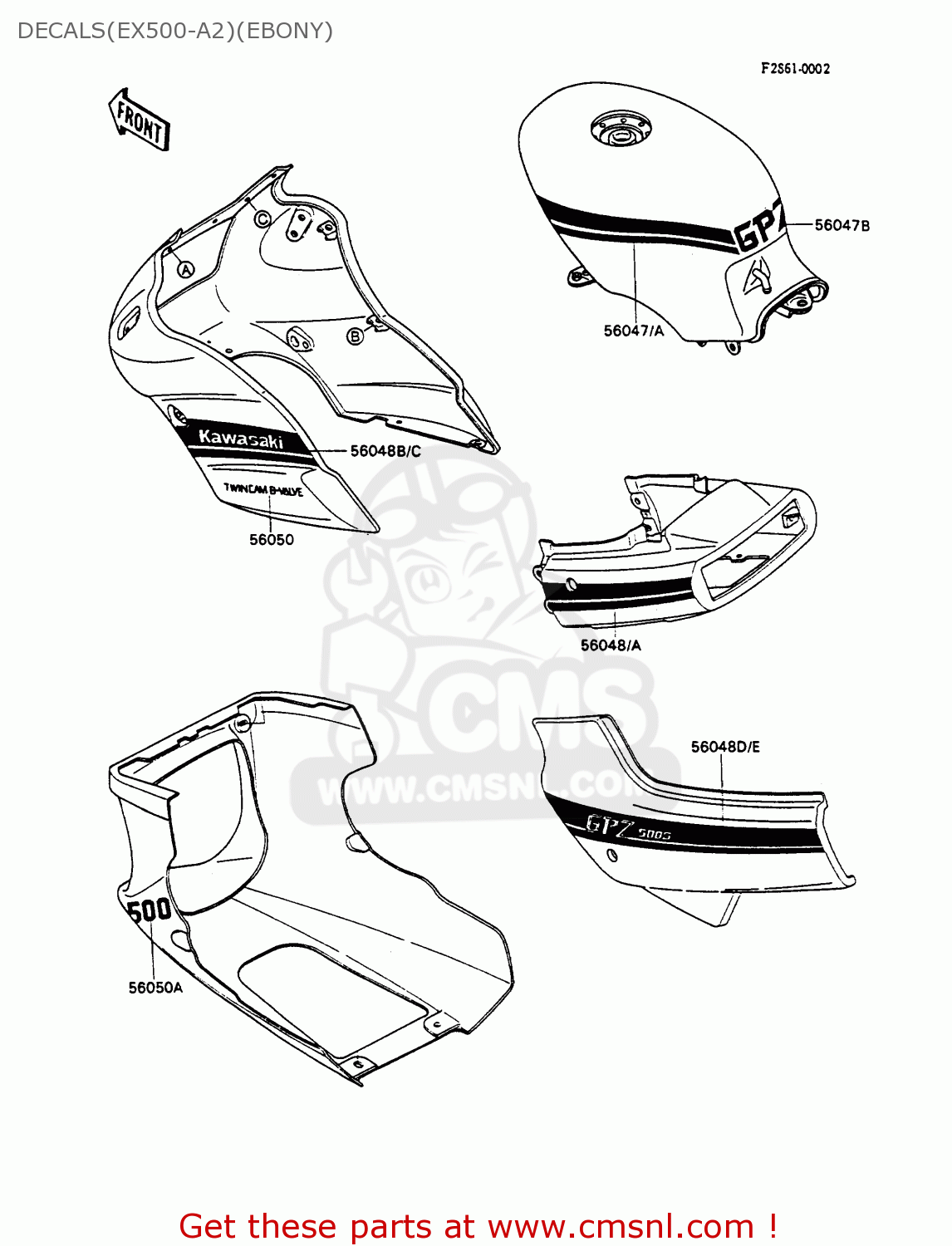 DECALS(EX500-A2)(EBONY) EX500A2 GPZ500S 1988 EUROPE UK AR SD