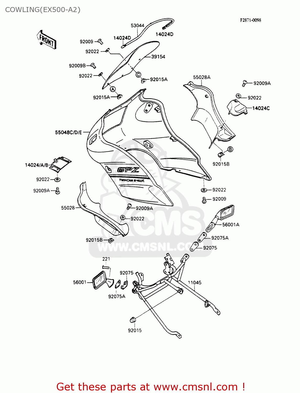 COWLING(EX500-A2) EX500A2 GPZ500S 1988 EUROPE UK AR SD