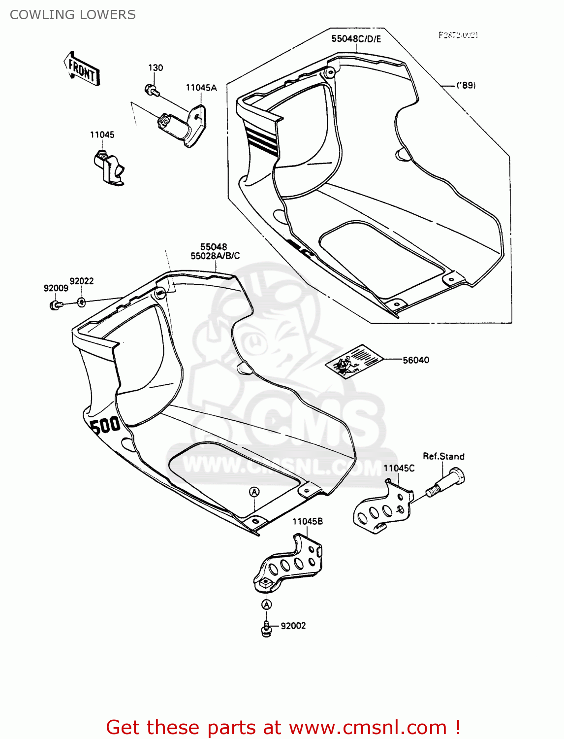 COWLING LOWERS EX500A2 GPZ500S 1988 EUROPE UK AR SD