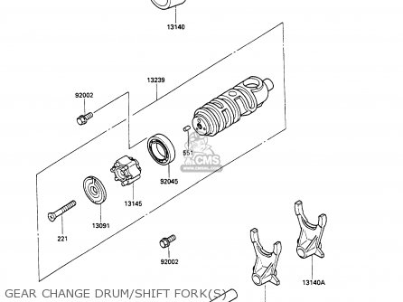 GEAR CHANGE DRUM/SHIFT FORK(S) - EX500A2 GPZ500S 1988 EUROPE UK AR SD