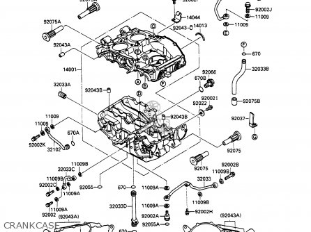 CRANKCASE - EX500A2 GPZ500S 1988 EUROPE UK AR SD