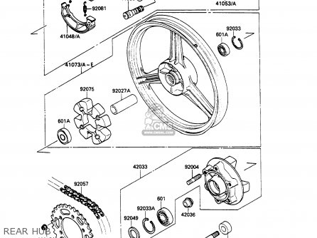REAR HUB - EX500A2 GPZ500S 1988 EUROPE UK AR SD