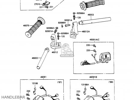 HANDLEBAR - EX500A2 GPZ500S 1988 EUROPE UK AR SD