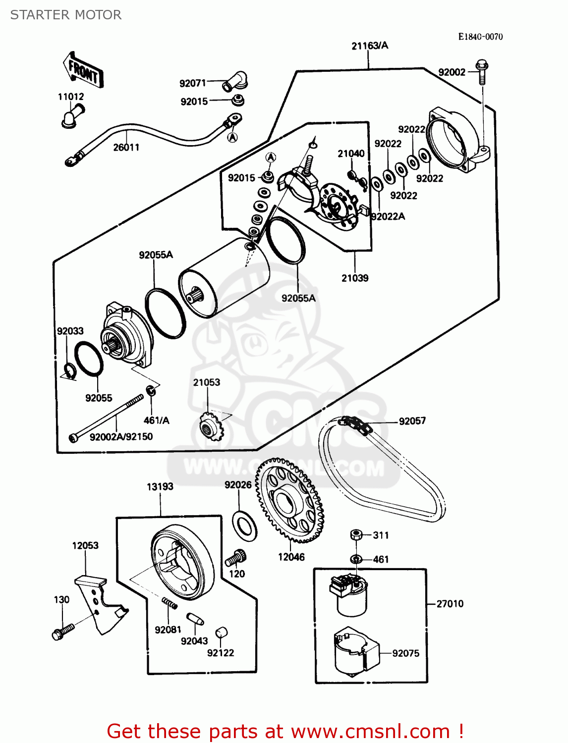 STARTER MOTOR EX500A3 1989 USA CALIFORNIA CANADA