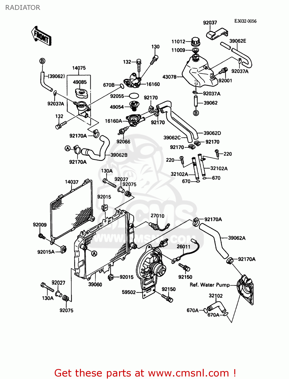 RADIATOR EX500A3 1989 USA CALIFORNIA CANADA