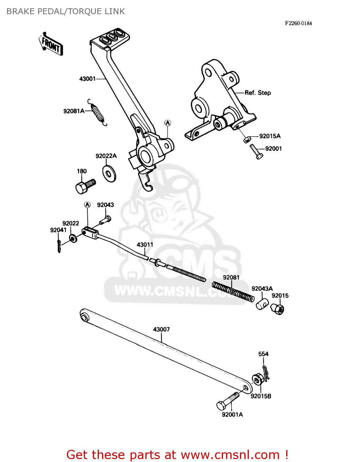 BRAKE PEDAL/TORQUE LINK EX500A3 1989 USA CALIFORNIA CANADA
