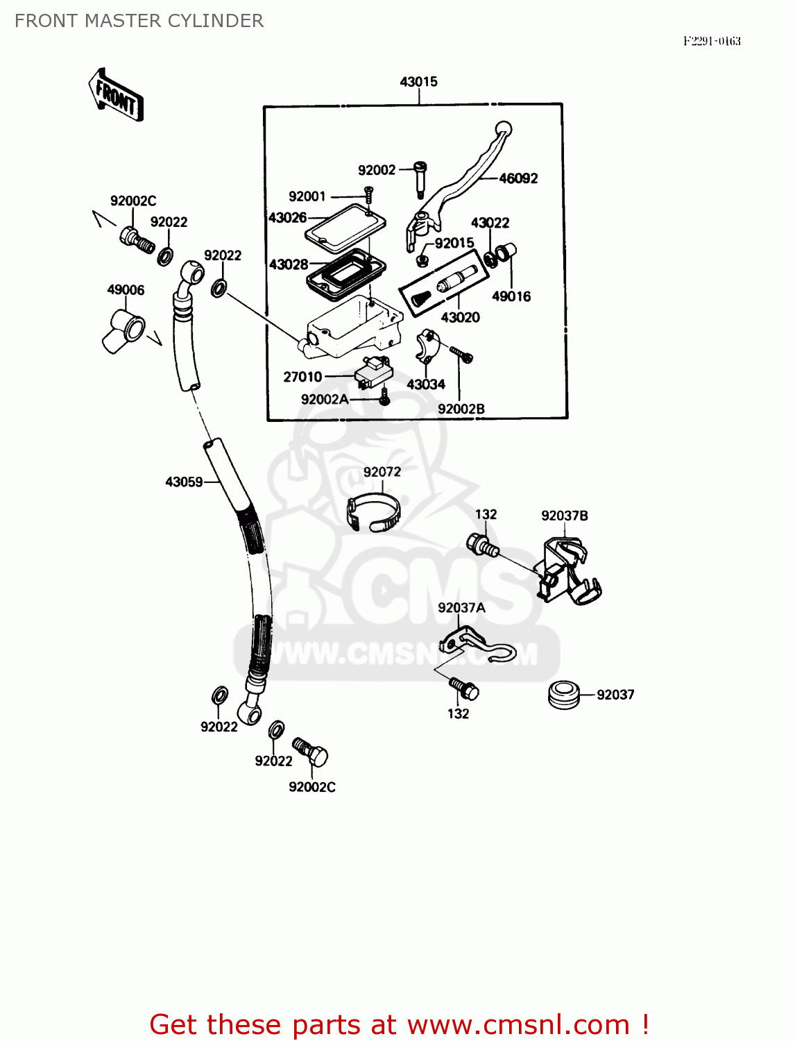 FRONT MASTER CYLINDER EX500A3 1989 USA CALIFORNIA CANADA