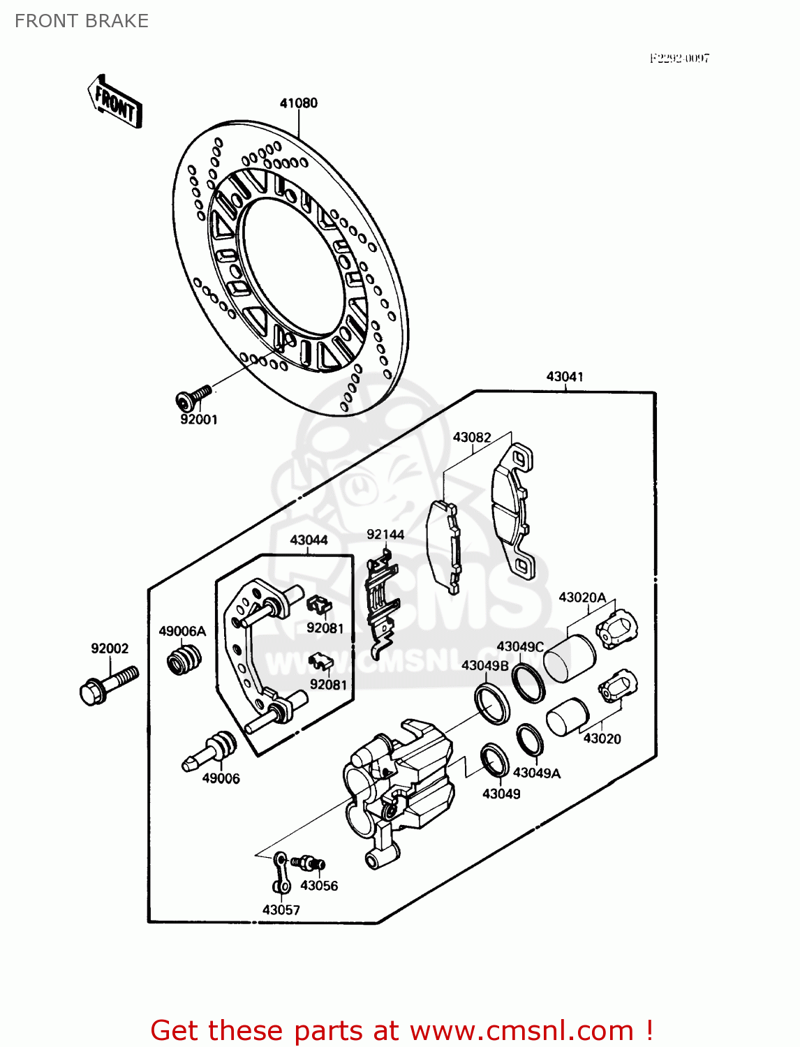 FRONT BRAKE EX500A3 1989 USA CALIFORNIA CANADA