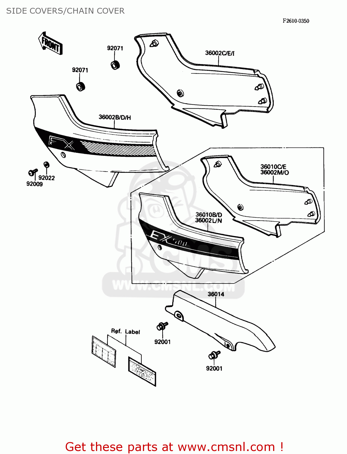 SIDE COVERS/CHAIN COVER EX500A3 1989 USA CALIFORNIA CANADA